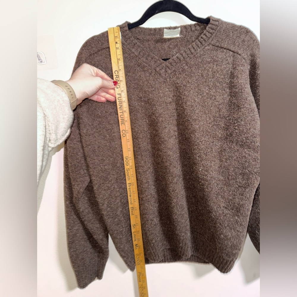 Vintage Shetland Wool V-Neck Sweater XXL Brown - Picture 4 of 8